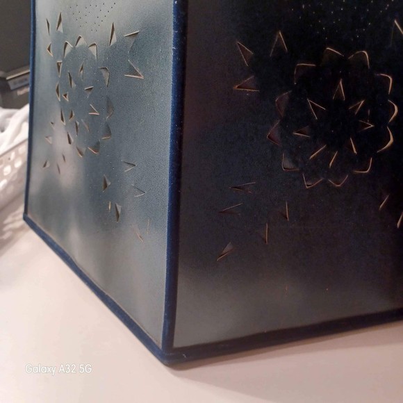 MCM hand pierced and cut blue hexagon paper lampshade - Picture 9 of 10